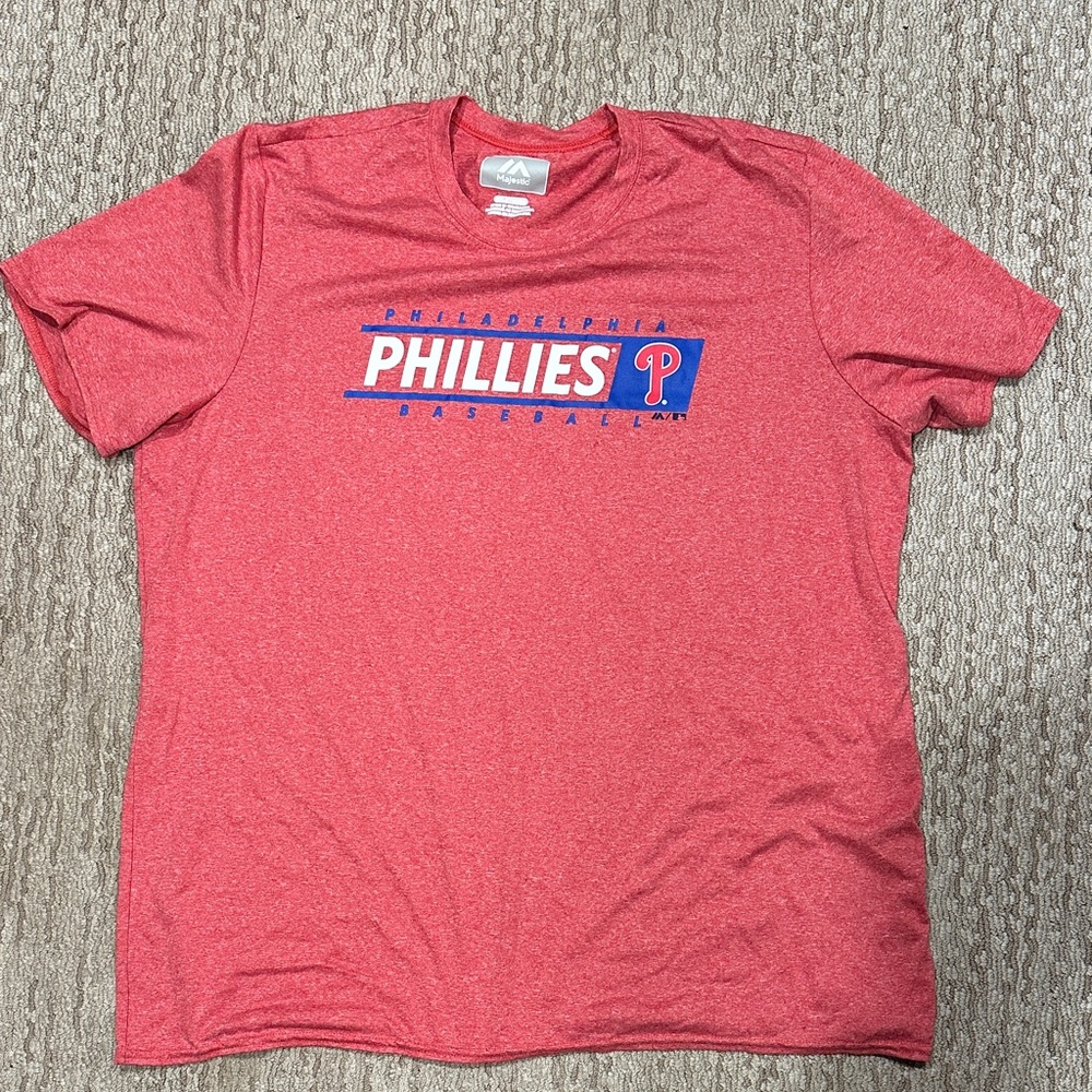 Majestic Athletic MLB Phillies red and blue cotton t-shirt (263)